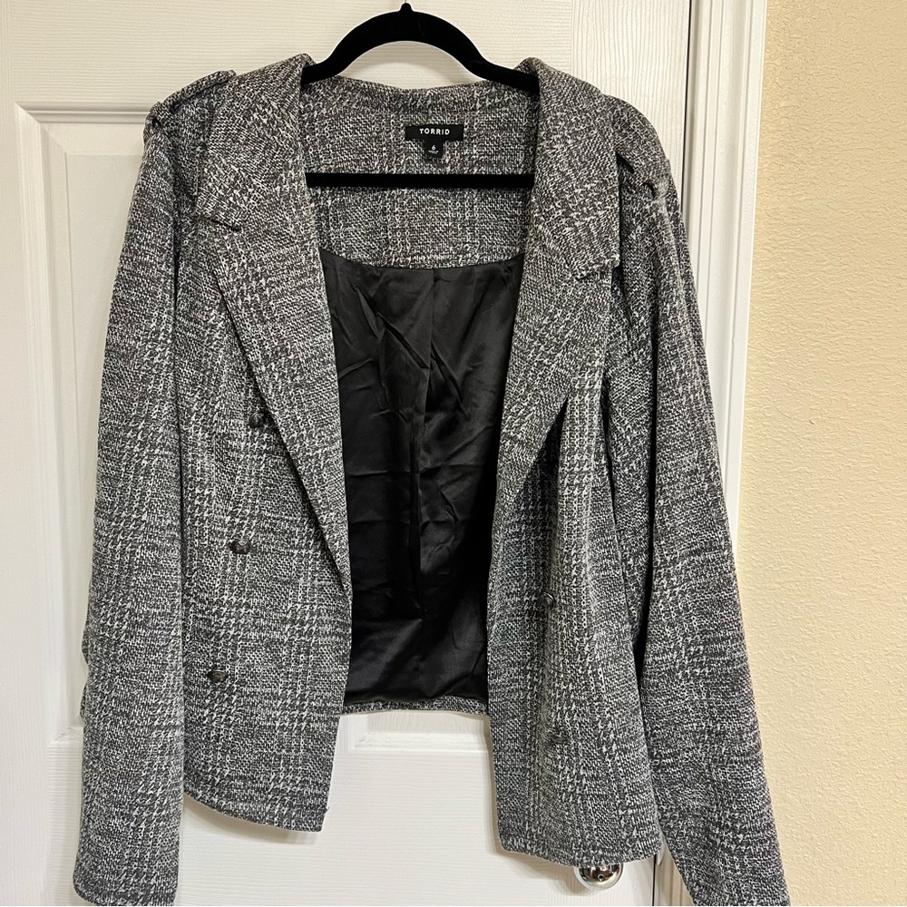 Torrid Gray Blazer Modern Fitted Suit Jacket